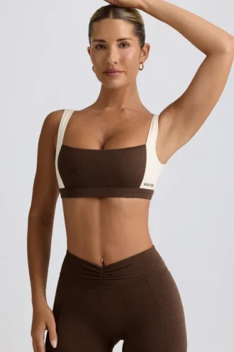 Soutien-gorge de sport contrasté en marl pecan