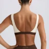 Soutien-gorge de sport contrasté en marl pecan Soutien-gorge de sport contrasté en marl pecan