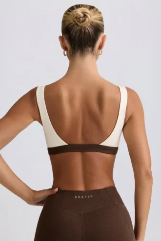 Soutien-gorge de sport contrasté en marl pecan