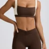 Soutien-gorge de sport contrasté en marl pecan Soutien-gorge de sport contrasté en marl pecan