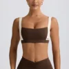 Soutien-gorge de sport contrasté en marl pecan Soutien-gorge de sport contrasté en marl pecan