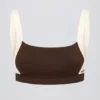 Soutien-gorge de sport contrasté en marl pecan Soutien-gorge de sport contrasté en marl pecan