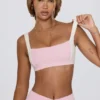 Soutien-gorge de sport contrasté en marl rose pâle Soutien-gorge de sport contrasté en marl rose pâle