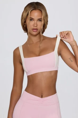 Soutien-gorge de sport contrasté en marl rose pâle