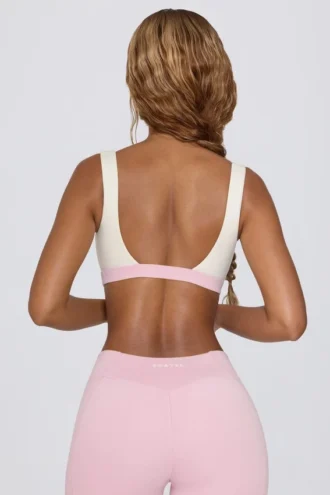 Soutien-gorge de sport contrasté en marl rose pâle