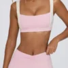 Soutien-gorge de sport contrasté en marl rose pâle Soutien-gorge de sport contrasté en marl rose pâle