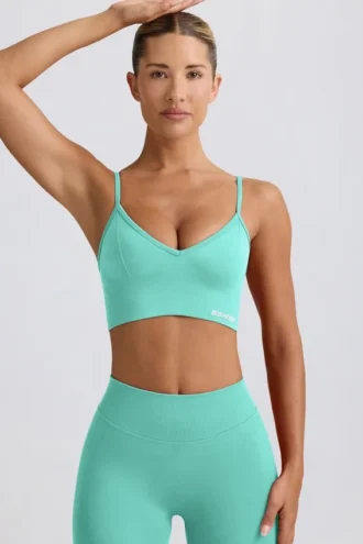 Soutien-gorge de sport Define Luxe à col en V, couleur menthe