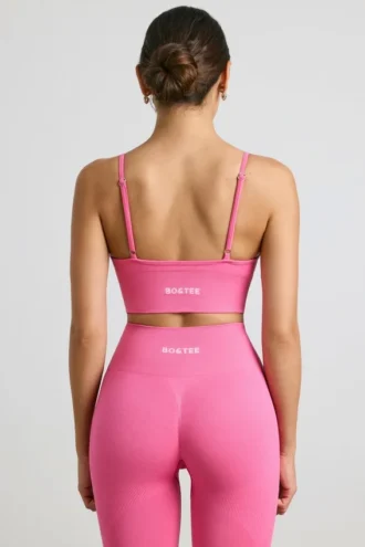 Soutien-gorge de sport Define Luxe à col en V, rose vif