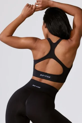 Soutien-gorge de sport Define Luxe à découpes, noir