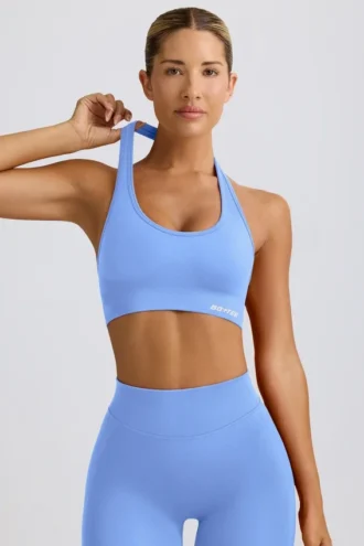 Soutien-gorge de sport Define Luxe à dos nu, bleu clair