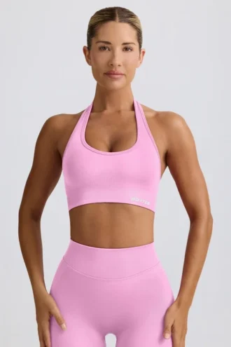 Soutien-gorge de sport Define Luxe à dos nu, rose bubblegum