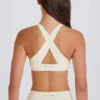 Soutien-gorge de sport à dos croisé et encolure en V, couleur crème Soutien-gorge de sport à dos croisé et encolure en V, couleur crème