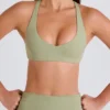 Soutien-gorge de sport à dos croisé et encolure en V, couleur Matcha Soutien-gorge de sport à dos croisé et encolure en V, couleur Matcha