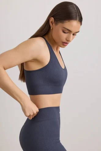 Soutien-gorge de sport à dos nageur FlexiRib, couleur Indigo Slate