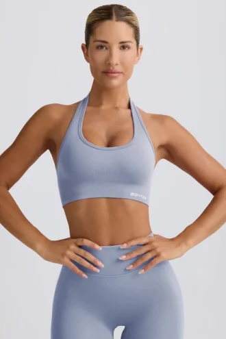 Soutien-gorge de sport à dos nu Define Luxe en bleu gris