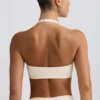 Soutien-gorge de sport en jersey brossé à col en V, couleur ivoire chiné Soutien-gorge de sport en jersey brossé à col en V, couleur ivoire chiné