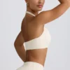 Soutien-gorge de sport en jersey brossé à col en V, couleur ivoire chiné Soutien-gorge de sport en jersey brossé à col en V, couleur ivoire chiné