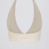 Soutien-gorge de sport en jersey brossé à col en V, couleur ivoire chiné Soutien-gorge de sport en jersey brossé à col en V, couleur ivoire chiné