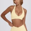Soutien-gorge de sport en jersey brossé à encolure en V, couleur Lemon Marl Soutien-gorge de sport en jersey brossé à encolure en V, couleur Lemon Marl