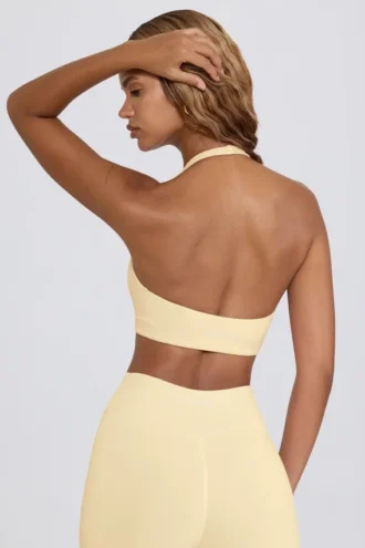 Soutien-gorge de sport en jersey brossé à encolure en V, couleur Lemon Marl Soutien-gorge de sport en jersey brossé à encolure en V, couleur Lemon Marl