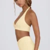 Soutien-gorge de sport en jersey brossé à encolure en V, couleur Lemon Marl Soutien-gorge de sport en jersey brossé à encolure en V, couleur Lemon Marl