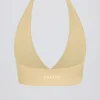 Soutien-gorge de sport en jersey brossé à encolure en V, couleur Lemon Marl Soutien-gorge de sport en jersey brossé à encolure en V, couleur Lemon Marl