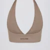 Soutien-gorge de sport en jersey brossé à encolure en V, couleur marbré moka Soutien-gorge de sport en jersey brossé à encolure en V, couleur marbré moka