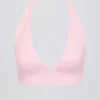 Soutien-gorge de sport en jersey brossé à encolure en V, couleur rose pâle chiné Soutien-gorge de sport en jersey brossé à encolure en V, couleur rose pâle chiné
