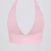 Soutien-gorge de sport en jersey brossé à encolure en V, couleur rose pâle chiné Soutien-gorge de sport en jersey brossé à encolure en V, couleur rose pâle chiné