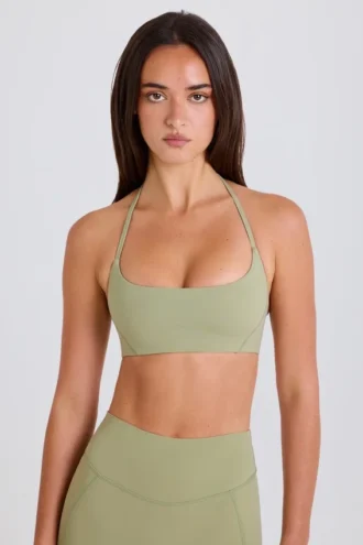 Soutien-gorge de sport à encolure dégagée et dos nu, couleur Matcha
