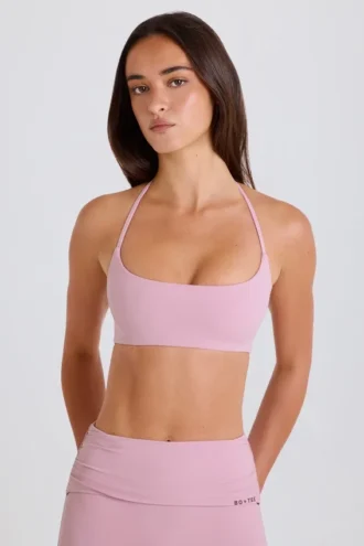 Soutien-gorge de sport à encolure dégagée et dos nu, couleur mauve