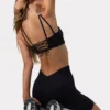 Soutien-gorge de sport FlexiRib à encolure dégagée et dos lacé, noir Soutien-gorge de sport FlexiRib à encolure dégagée et dos lacé, noir