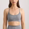Soutien-gorge de sport FlexiRib à encolure dégagée, gris chiné Soutien-gorge de sport FlexiRib à encolure dégagée, gris chiné