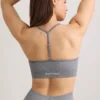 Soutien-gorge de sport FlexiRib à encolure dégagée, gris chiné Soutien-gorge de sport FlexiRib à encolure dégagée, gris chiné