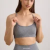 Soutien-gorge de sport FlexiRib à encolure dégagée, gris chiné Soutien-gorge de sport FlexiRib à encolure dégagée, gris chiné