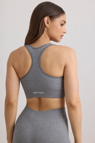Soutien-gorge de sport à larges bretelles FlexiRib, gris chiné