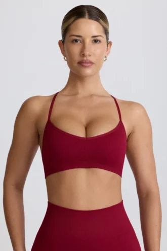Soutien-gorge de sport sans coutures à dos croisé Super Sculpt, couleur bordeaux Soutien-gorge de sport sans coutures à dos croisé Super Sculpt, couleur bordeaux