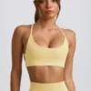 Soutien-gorge de sport sans coutures et dos nu Super Sculpt, couleur jaune beurre Soutien-gorge de sport sans coutures et dos nu Super Sculpt, couleur jaune beurre