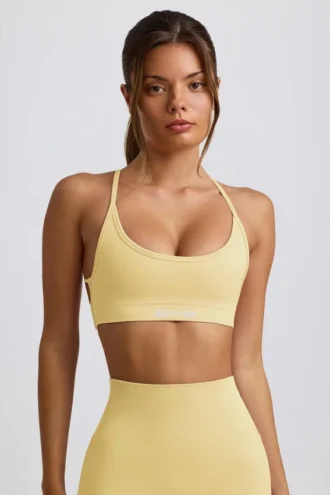 Soutien-gorge de sport sans coutures et dos nu Super Sculpt, couleur jaune beurre Soutien-gorge de sport sans coutures et dos nu Super Sculpt, couleur jaune beurre