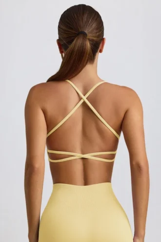 Soutien-gorge de sport sans coutures et dos nu Super Sculpt, couleur jaune beurre Soutien-gorge de sport sans coutures et dos nu Super Sculpt, couleur jaune beurre