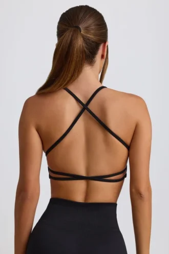 Soutien-gorge de sport sans coutures et dos nu Super Sculpt en noir Soutien-gorge de sport sans coutures et dos nu Super Sculpt en noir