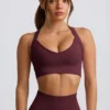Soutien-gorge de sport sans coutures Super Sculpt à bretelles croisées dans le dos, couleur bordeaux Soutien-gorge de sport sans coutures Super Sculpt à bretelles croisées dans le dos, couleur bordeaux