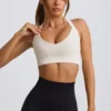 Soutien-gorge de sport sans coutures Super Sculpt à dos croisé, blanc Soutien-gorge de sport sans coutures Super Sculpt à dos croisé, blanc