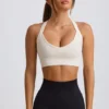 Soutien-gorge de sport sans coutures Super Sculpt à dos croisé, blanc Soutien-gorge de sport sans coutures Super Sculpt à dos croisé, blanc