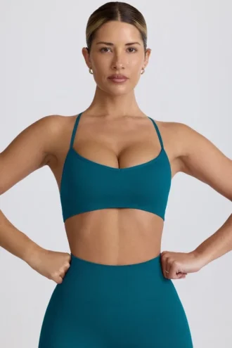 Soutien-gorge de sport sans coutures Super Sculpt à dos croisé, couleur bleu sarcelle