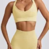 Soutien-gorge de sport sans coutures Super Sculpt à dos croisé, couleur jaune beurre Soutien-gorge de sport sans coutures Super Sculpt à dos croisé, couleur jaune beurre