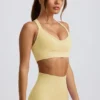 Soutien-gorge de sport sans coutures Super Sculpt à dos croisé, couleur jaune beurre Soutien-gorge de sport sans coutures Super Sculpt à dos croisé, couleur jaune beurre
