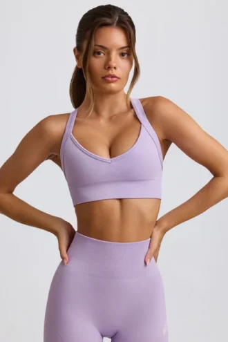 Soutien-gorge de sport sans coutures Super Sculpt à dos croisé, couleur lilas pâle