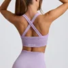Soutien-gorge de sport sans coutures Super Sculpt à dos croisé, couleur lilas pâle Soutien-gorge de sport sans coutures Super Sculpt à dos croisé, couleur lilas pâle