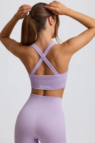 Soutien-gorge de sport sans coutures Super Sculpt à dos croisé, couleur lilas pâle